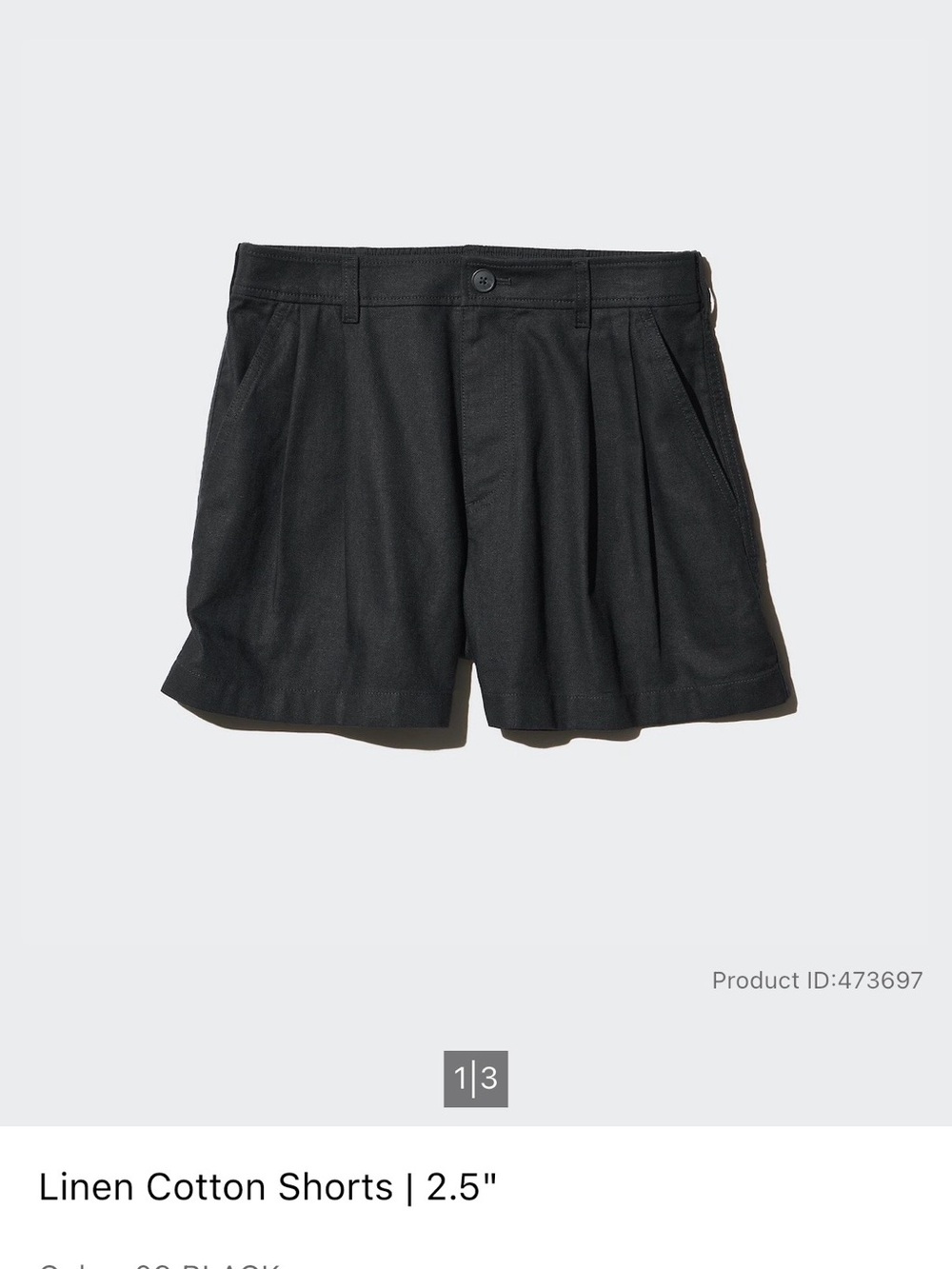 Uniqlo black linen cotton 3.5 inch inseam Shorts- XS